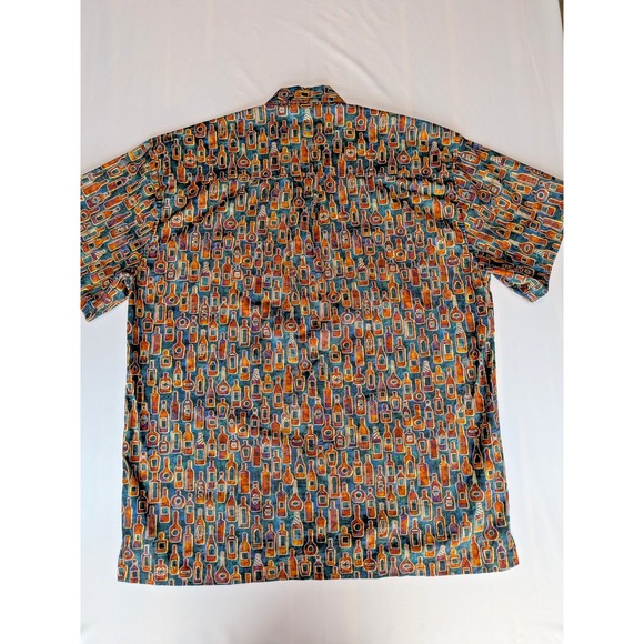 High Seas Trading Co Button Up Shirt Short Sleeve Men's L Bottle AOP 100% Cotton - Picture 7 of 7